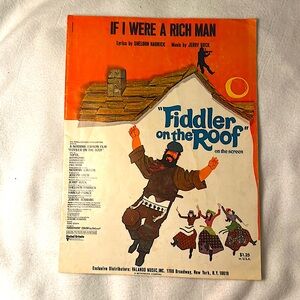 “If I Were A Rich Man” 1964 Piano Sheet Music Fiddler on the Roof **VINTAGE**